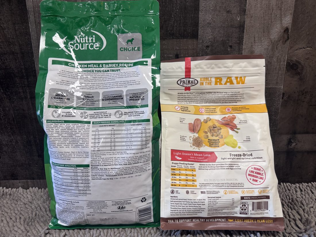 Freeze-dried raw versus kibble comparison with NutriSource and Primal